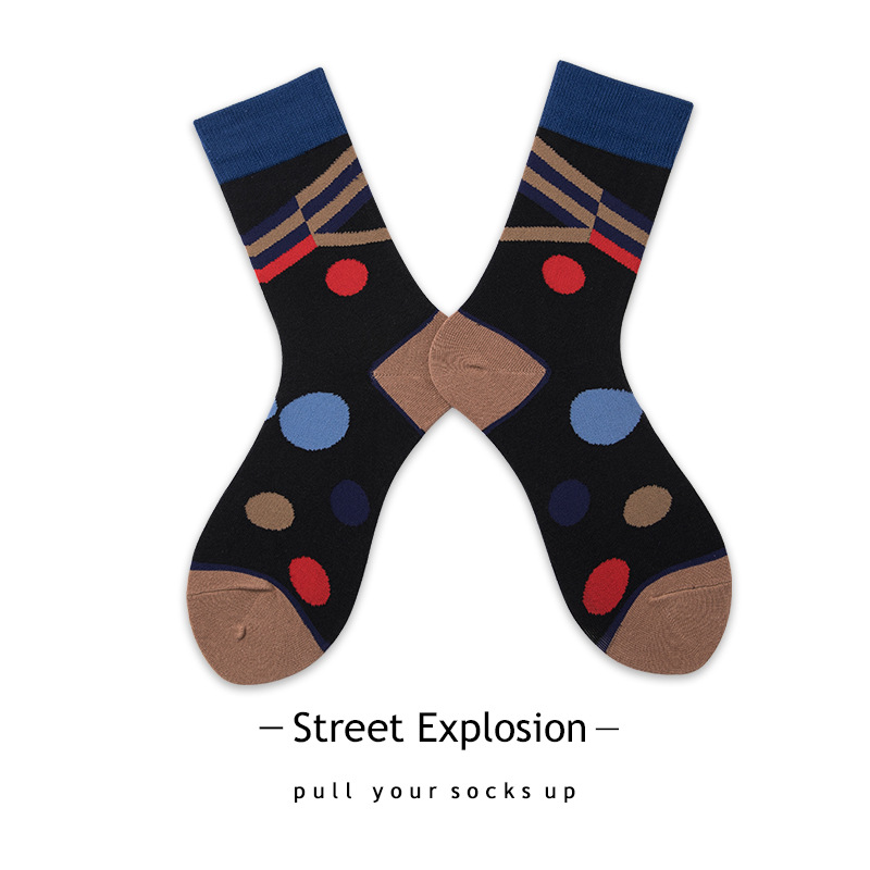 New Cotton Socks Personality Tide Graffiti Men And Women In Tube Socks Cartoon Creative Wave Of Street Skate Socks